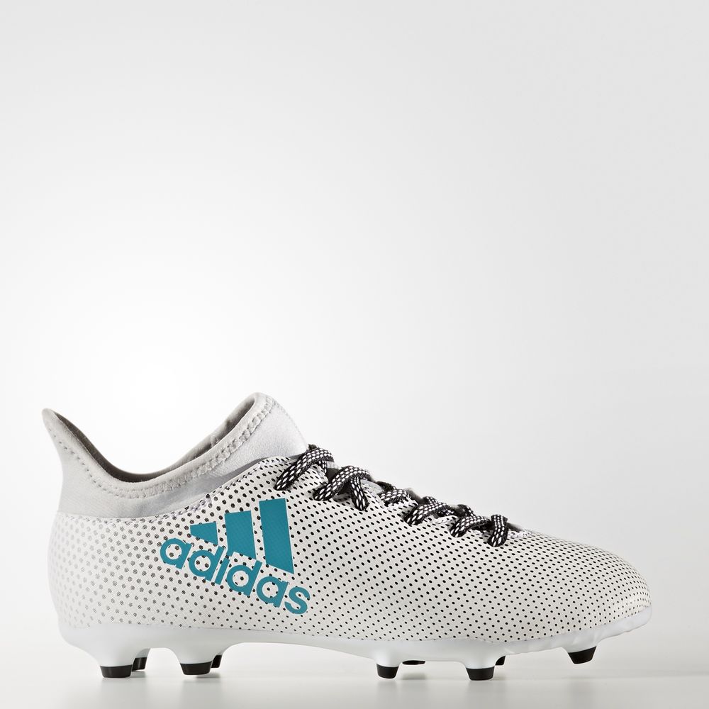 Adidas X 17.3 Firm Ground - ποδοσφαιρικα παπουτσια για αγορια - Ασπρα/Μπλε/Γκρι,Μέγεθος: EU 27 – 39